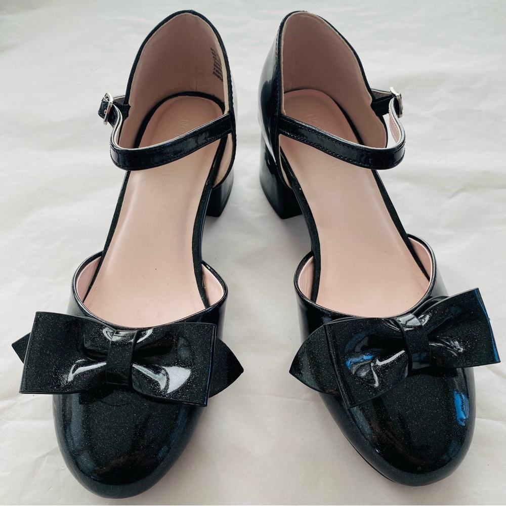 Nordstrom Black Patent Bow Mary Jane Heels size 5